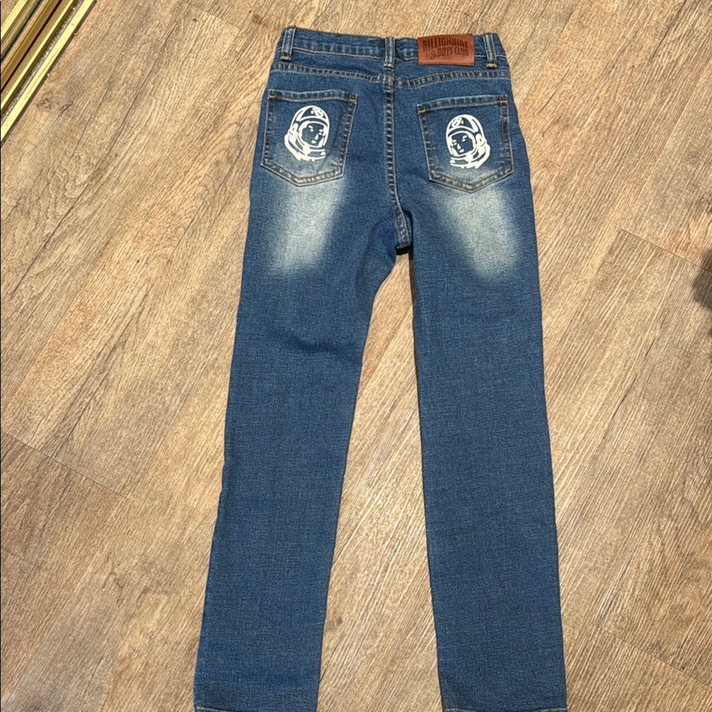 Boys Billionaire Boys Club Blue Jeans with Graphic Patches - Picture 2 of 5
